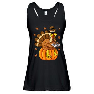 Thanksgiving Turkey Gamer Pumpkin Gaming Ladies Essential Flowy Tank