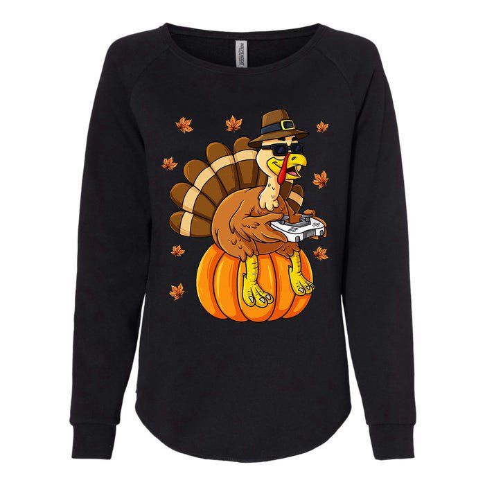 Thanksgiving Turkey Gamer Pumpkin Gaming Womens California Wash Sweatshirt