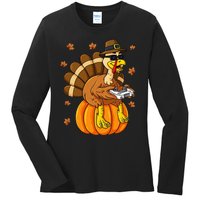 Thanksgiving Turkey Gamer Pumpkin Gaming Ladies Long Sleeve Shirt