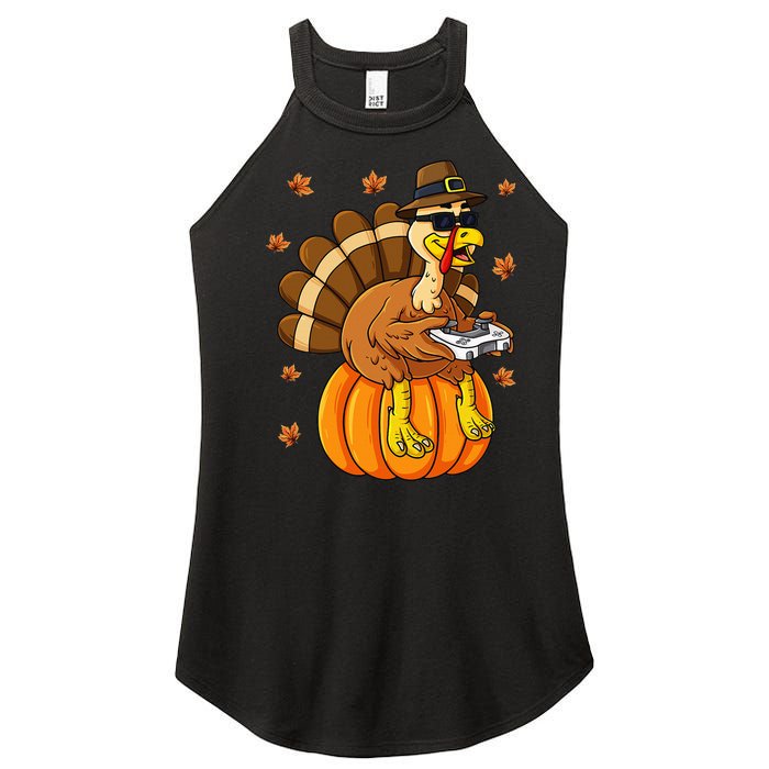 Thanksgiving Turkey Gamer Pumpkin Gaming Women's Perfect Tri Rocker Tank