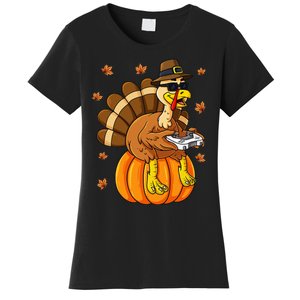 Thanksgiving Turkey Gamer Pumpkin Gaming Women's T-Shirt