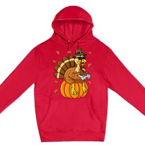 Thanksgiving Turkey Gamer Pumpkin Gaming Premium Pullover Hoodie