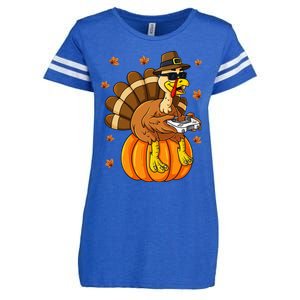 Thanksgiving Turkey Gamer Pumpkin Gaming Enza Ladies Jersey Football T-Shirt