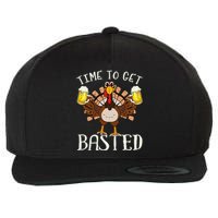 Time To Get Basted Beer LetS Get Adult Turkey Wool Snapback Cap