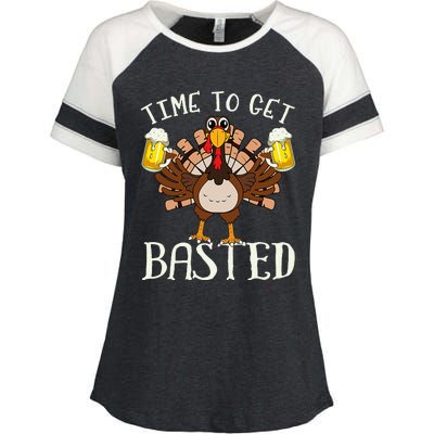 Time To Get Basted Beer LetS Get Adult Turkey Enza Ladies Jersey Colorblock Tee