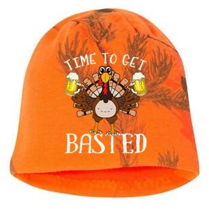 Time To Get Basted Beer LetS Get Adult Turkey Kati - Camo Knit Beanie