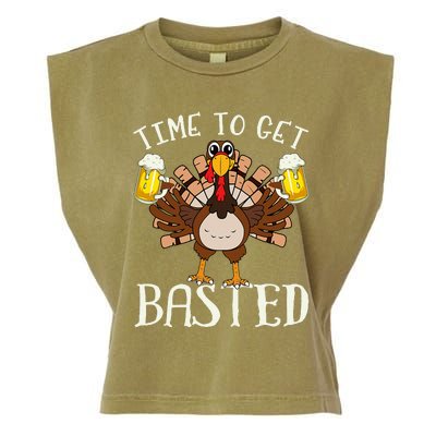 Time To Get Basted Beer LetS Get Adult Turkey Garment-Dyed Women's Muscle Tee