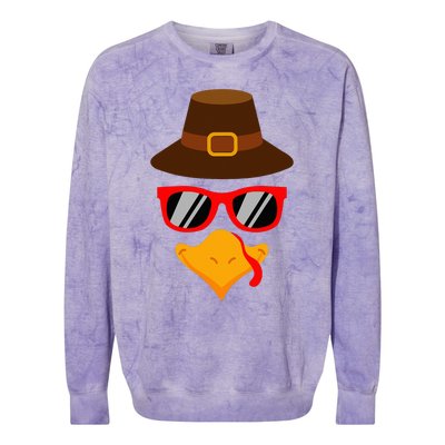 Thanksgiving Turkey Glasses Adorable and Festive Colorblast Crewneck Sweatshirt