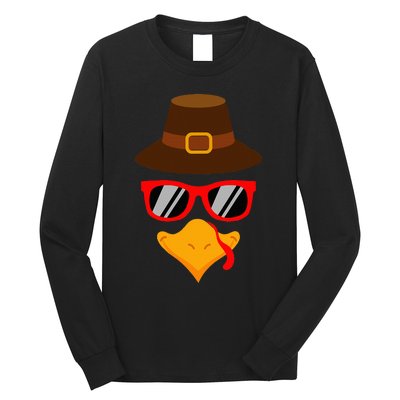 Thanksgiving Turkey Glasses Adorable and Festive Long Sleeve Shirt