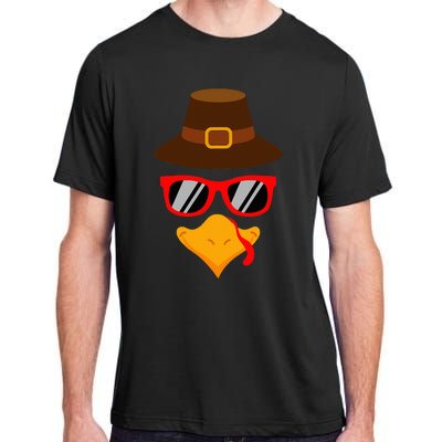 Thanksgiving Turkey Glasses Adorable and Festive Adult ChromaSoft Performance T-Shirt