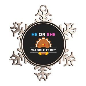 Turkey Thanksgiving Gender Reveal Baby Announcement Metallic Star Ornament