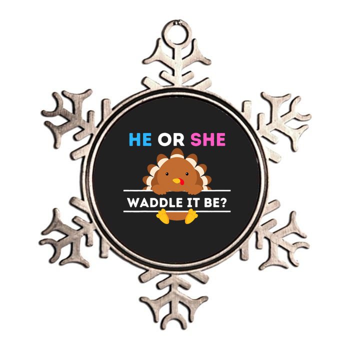 Turkey Thanksgiving Gender Reveal Baby Announcement Metallic Star Ornament