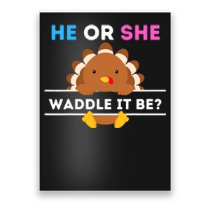 Turkey Thanksgiving Gender Reveal Baby Announcement Poster