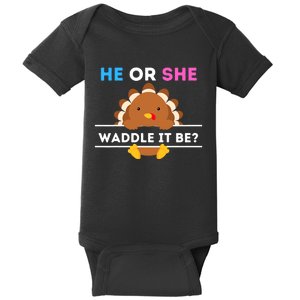 Turkey Thanksgiving Gender Reveal Baby Announcement Baby Bodysuit