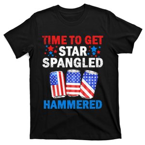 Time To Get Star Spangled Hammered Beer USA Flag 4th Of July T-Shirt