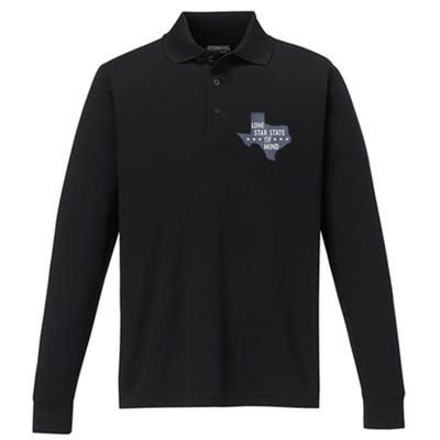 Trendy Texas Graphic Lone Star State Of Mind Performance Long Sleeve Polo