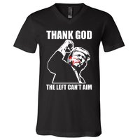 Trump Thank God The Left CanT Aim V-Neck T-Shirt