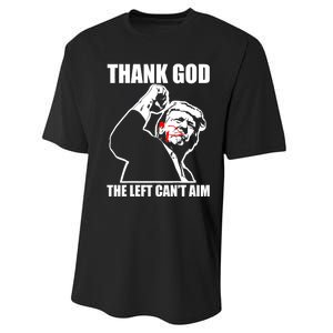 Trump Thank God The Left CanT Aim Performance Sprint T-Shirt