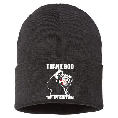 Trump Thank God The Left CanT Aim Sustainable Knit Beanie