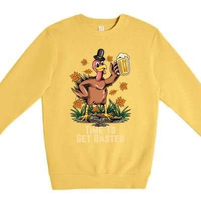 Time To Get Basted Ing Thanksgiving Turkey Funny Fall Gift Premium Crewneck Sweatshirt