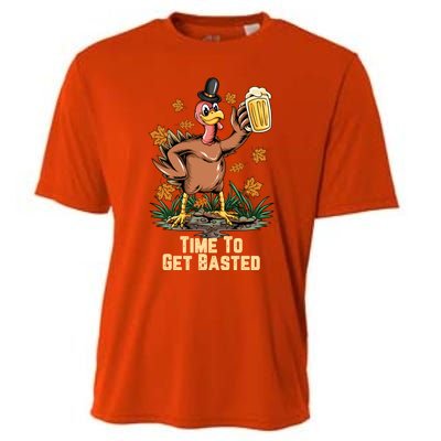 Time To Get Basted Ing Thanksgiving Turkey Funny Fall Gift Cooling Performance Crew T-Shirt