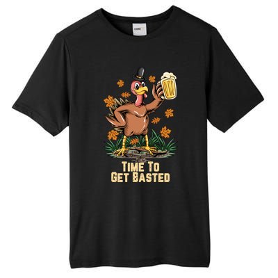 Time To Get Basted Ing Thanksgiving Turkey Funny Fall Gift Tall Fusion ChromaSoft Performance T-Shirt