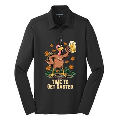 Time To Get Basted Ing Thanksgiving Turkey Funny Fall Gift Silk Touch Performance Long Sleeve Polo