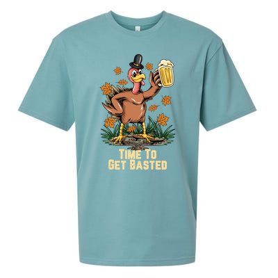 Time To Get Basted Ing Thanksgiving Turkey Funny Fall Gift Sueded Cloud Jersey T-Shirt