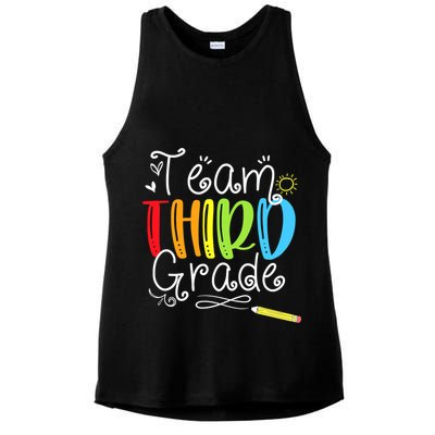 Team Third Grade Back To School 3rd Teacher Student Ladies PosiCharge Tri-Blend Wicking Tank