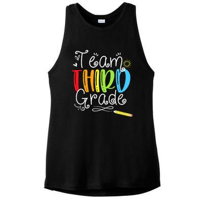 Team Third Grade Back To School 3rd Teacher Student Ladies PosiCharge Tri-Blend Wicking Tank