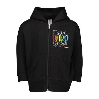 Team Third Grade Back To School 3rd Teacher Student Toddler Zip Fleece Hoodie