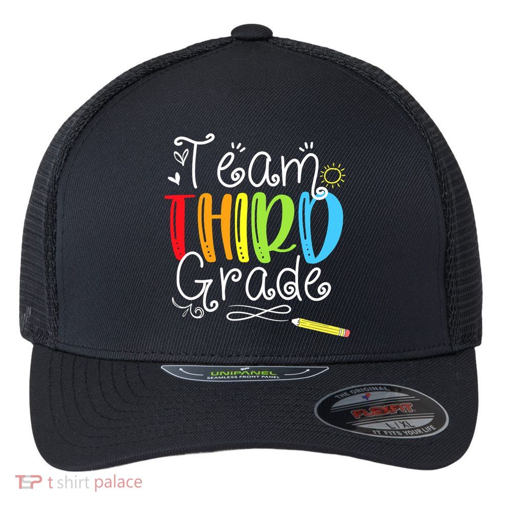 Team Third Grade Back To School 3rd Teacher Student Flexfit Unipanel Trucker Cap