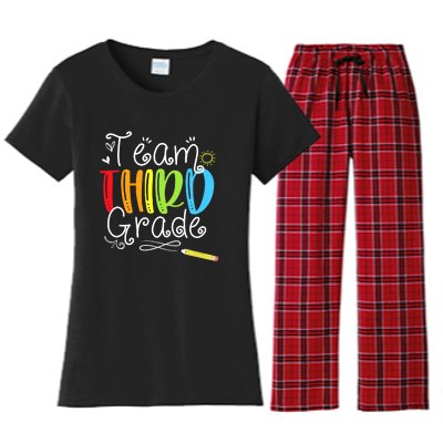 Team Third Grade Back To School 3rd Teacher Student Women's Flannel Pajama Set