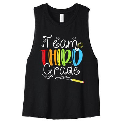 Team Third Grade Back To School 3rd Teacher Student Women's Racerback Cropped Tank