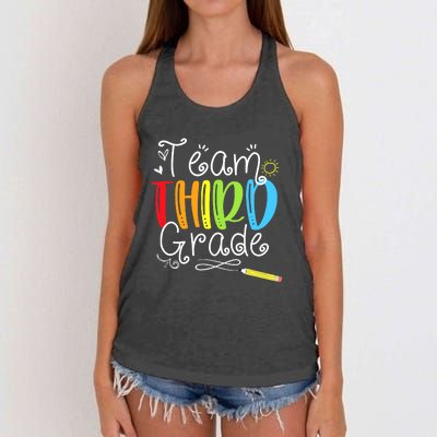 Team Third Grade Back To School 3rd Teacher Student Women's Knotted Racerback Tank