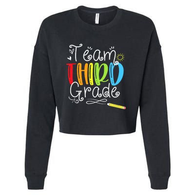 Team Third Grade Back To School 3rd Teacher Student Cropped Pullover Crew