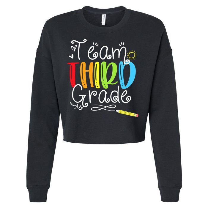 Team Third Grade Back To School 3rd Teacher Student Cropped Pullover Crew