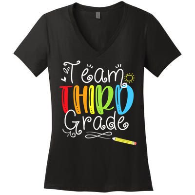 Team Third Grade Back To School 3rd Teacher Student Women's V-Neck T-Shirt