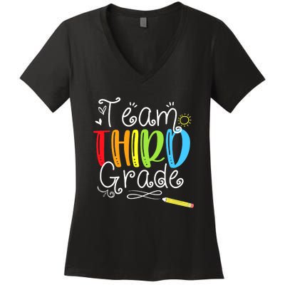 Team Third Grade Back To School 3rd Teacher Student Women's V-Neck T-Shirt