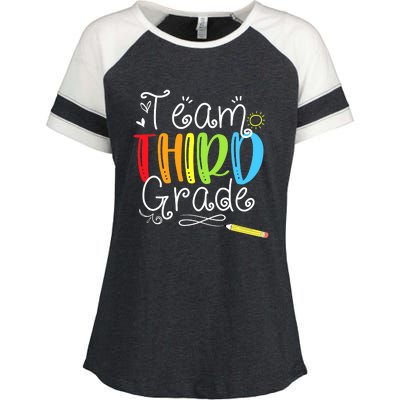 Team Third Grade Back To School 3rd Teacher Student Enza Ladies Jersey Colorblock Tee