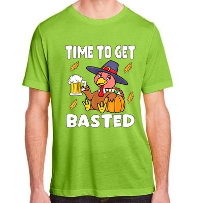 Time To Get Basted Funny Happy Thanksgiving Turkey Adult ChromaSoft Performance T-Shirt