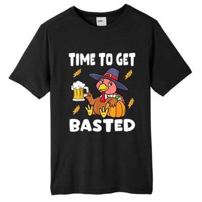 Time To Get Basted Funny Happy Thanksgiving Turkey Tall Fusion ChromaSoft Performance T-Shirt