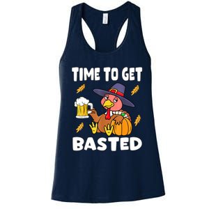 Time To Get Basted Funny Happy Thanksgiving Turkey Women's Racerback Tank