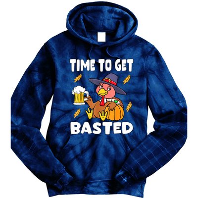 Time To Get Basted Funny Happy Thanksgiving Turkey Tie Dye Hoodie