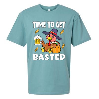 Time To Get Basted Funny Happy Thanksgiving Turkey Sueded Cloud Jersey T-Shirt