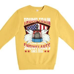 Trump Train Gift 2024 President Elections Snow Plow Patriot Gift Premium Crewneck Sweatshirt