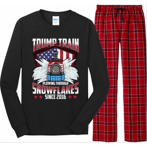 Trump Train Gift 2024 President Elections Snow Plow Patriot Gift Long Sleeve Pajama Set