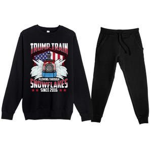 Trump Train Gift 2024 President Elections Snow Plow Patriot Gift Premium Crewneck Sweatsuit Set