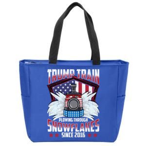 Trump Train Gift 2024 President Elections Snow Plow Patriot Gift Zip Tote Bag