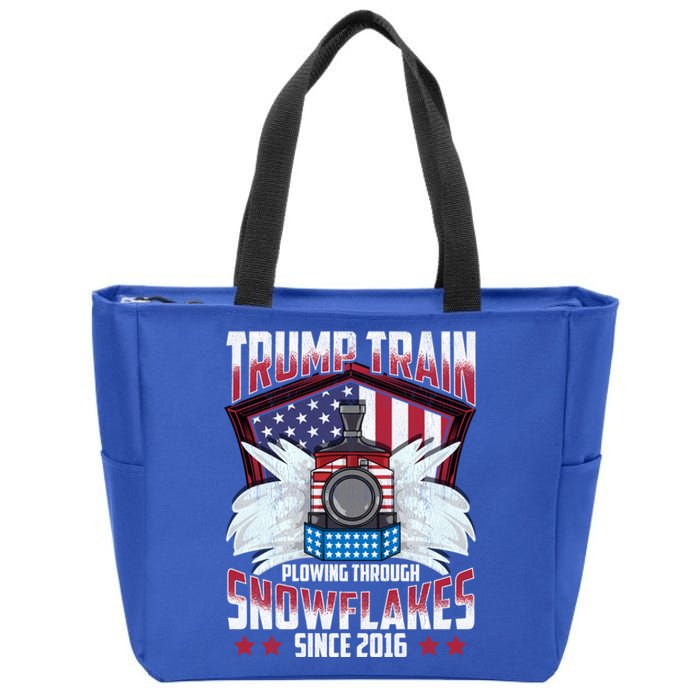 Trump Train Gift 2024 President Elections Snow Plow Patriot Gift Zip Tote Bag